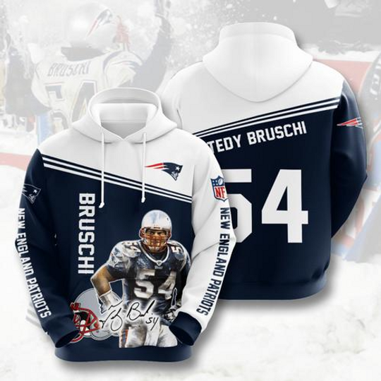 Sports Team Tedy Bruschi New England Patriots Hoodie 3D