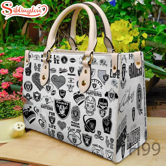 football Las Vegas Raiders Logo Leather Handbag For Fans