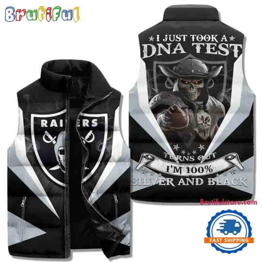 Las Vegas Raider Sporty Mascot Design Sleeveless Puffer Jacket