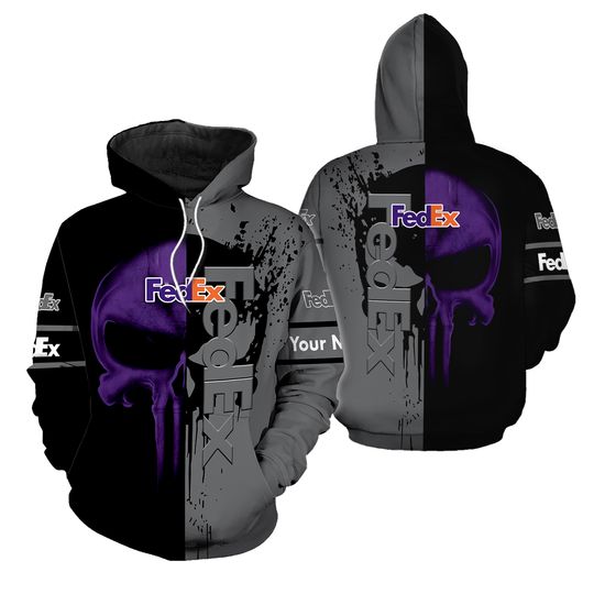 Fedex Skull black grey Hoodie 3d