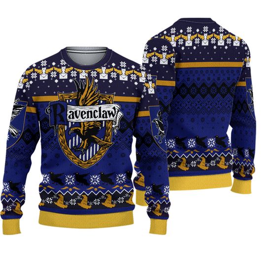 Ravenclaw Harry Potter Blue Ugly Christmas Sweater- Best Christmas Gifts 2025