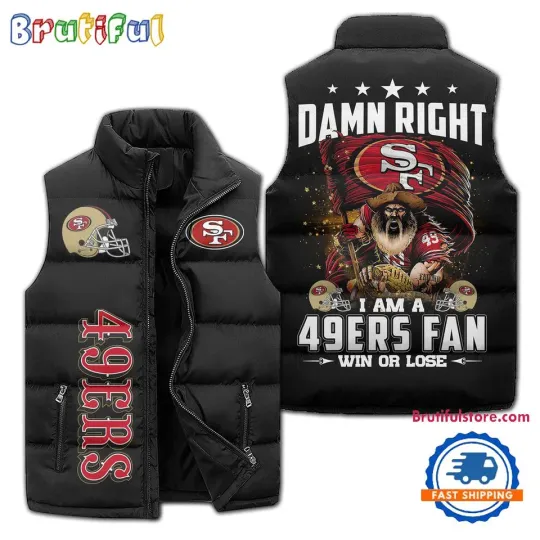 San Francisco Sporty Mascot Design Sleeveless Puffer Jacket