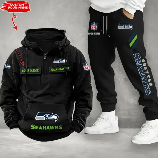 Discover Seattle Seahaws Personalized Men’s Hoodie Pants Football Team Fan Gift
