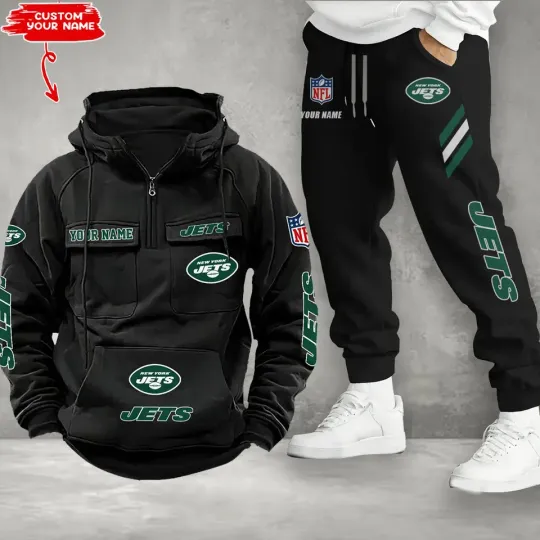 New York Jets Personalized Men’s Hoodie Pants Football Team Fan Gift