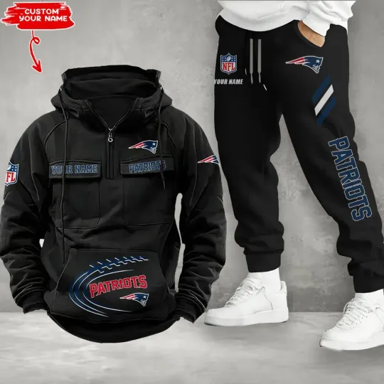New England Patriots Combo Multi-Pockets Hoodie And Pants
