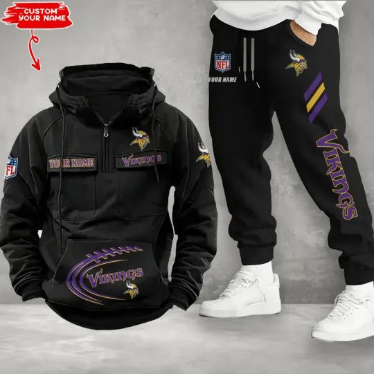 Minnesota Vikings Personalized Men’s Hoodie Pants Football Team Fan Gift