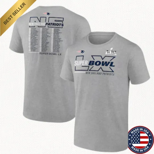 Discover New England Patriots Super Bowl LX Big & Tall Roster T-Shirt