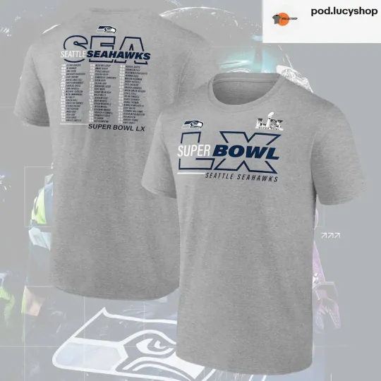 Seattle Seahawks 2025 NFC Champions Super Bowl LX Roster T-Shirt, 2 Sides Tee