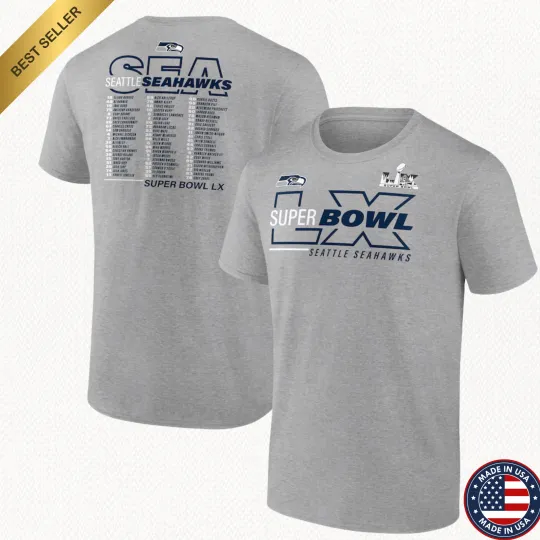 Discover Seattle Se@hawks Super Bowl LX Big & Tall Roster Unisex T-Shirt