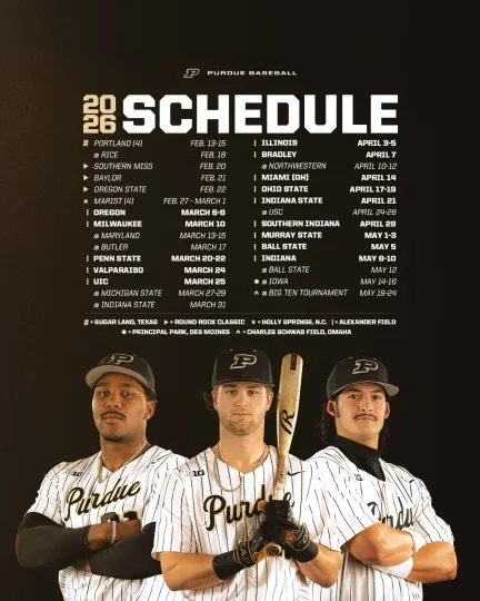 Discover Purdue Boilermakers Baseball 2026 NCAA Schedule Poster