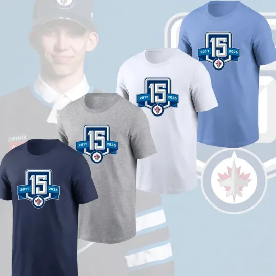 Discover HOT NEW !! Winnipeg Jets 15th Anniversary 2011-2026 Celebration Logo Fan Look