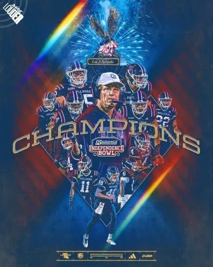 Discover Louisiana Tech Bulldogs 2025 Independence Bowl Champions Vertical Poster