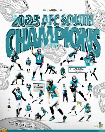 Jacksonville Jaguars 2025 AFC South Champions Poster