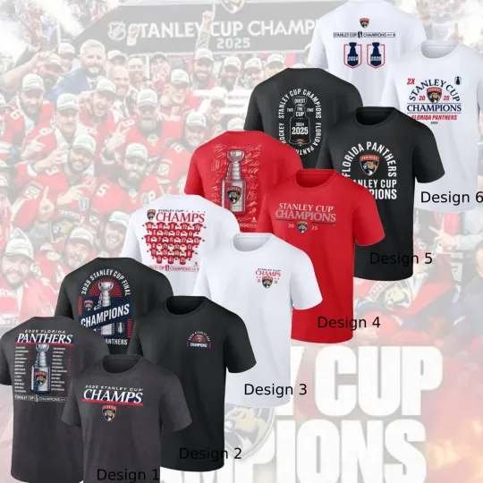 Discover FASTSHIP! 2025 Florida Panthers Back-To-Back Stanley Cup Champions Multi Designs