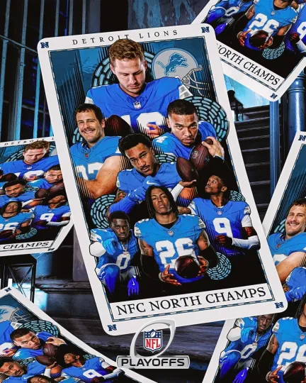 Discover Detroit Lions 2024 NFC North Champions Collage Poster Football