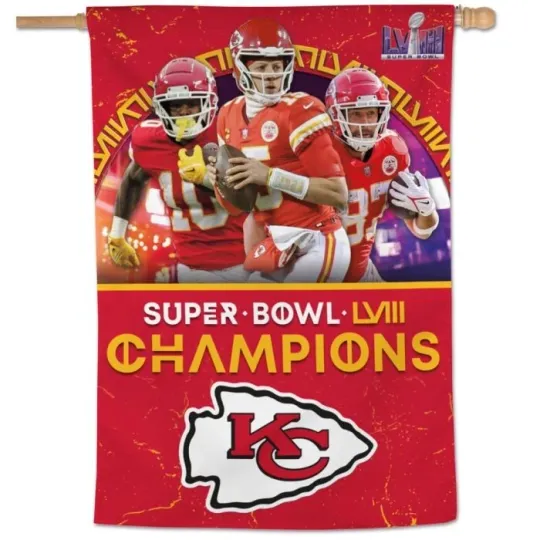 Kansas City Chiefs Super Bowl LVIII Champions House Flag Decorative Banner