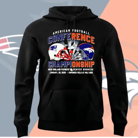 Discover NE Patriots 2026 Patriots vs Broncos AFC Matchup Hoodie