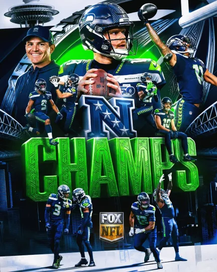 Discover Seattle Seahawks NFC 2025 Champions Defeat Los Angeles Rams poster