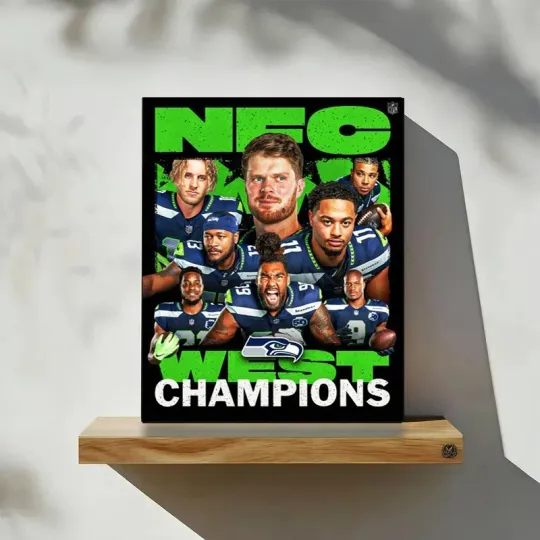Seattle Seahawks 2025 NFC West Champions All Team Poster | No Framed