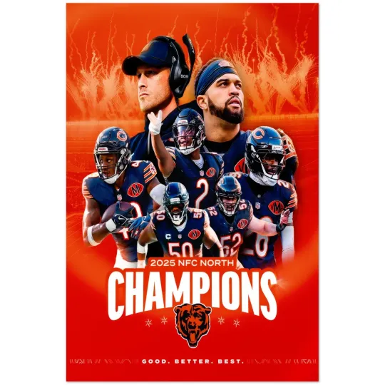 Chicago Bears 2025 NFC North Champions Football Team Poster