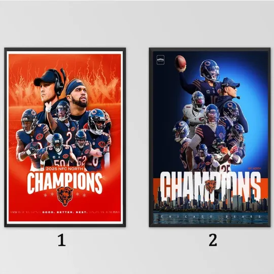 Chicago Bears 2025 NFC North Champions King Of The North Poster