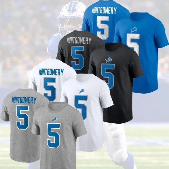 David Montgomery #5 Detroit Football 2025 Player Name & Number For Fans