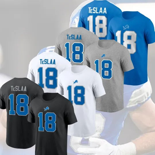 Discover Isaac TeSlaa #18 Detroit Football 2025 Player Name & Number For Fans