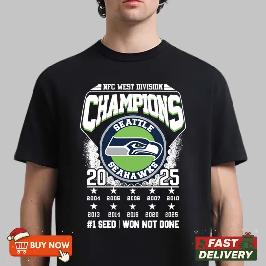 Discover Seattle Seahawks 2025 NFC West Division Champions TShirt