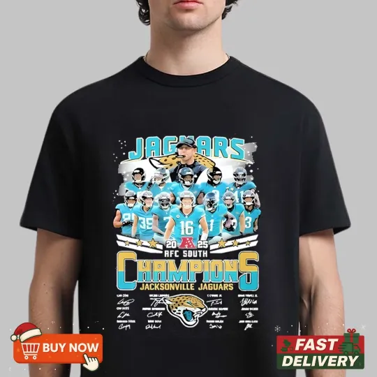 Discover Jacksonville Jaguars 2025 AFC South Division Champions Signature TShirt