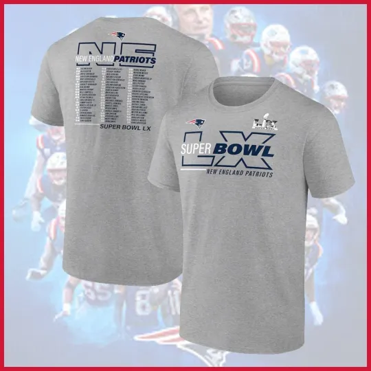 Discover New England Patriots Super Bowl LX Champions Double Sided T-Shirt