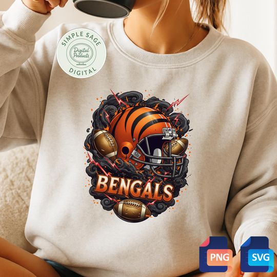Bengals Football Helmet Sweatshirts, Game Day Sports Fan Gift