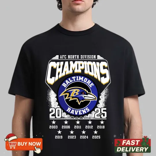 Baltimore Ravens AFC North Division Champions 2025 TShirt