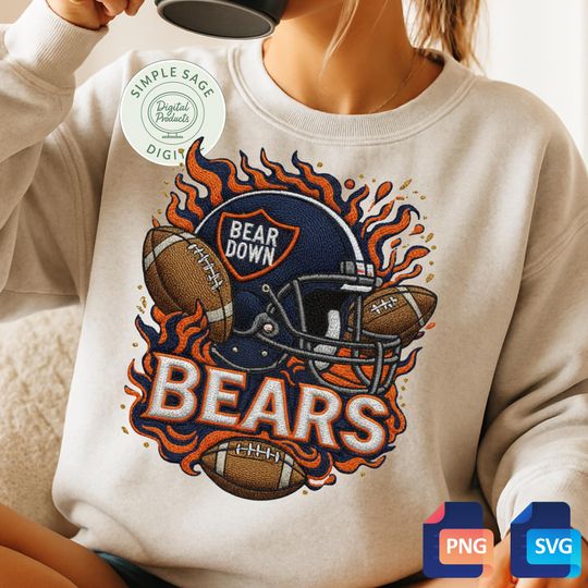 Discover Bears Football Helmet Embroider Sweatshirts, Football Fan Gift