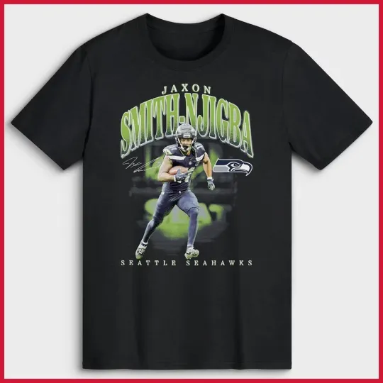 Discover Seattle Football Jaxon Smith-Njigba Black Player T-Shirt