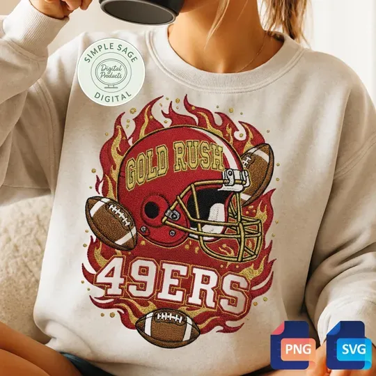 49ers Football Helmet Embroider Sweatshirts, Football Fan Gift