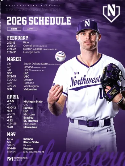 Discover Northwestern Wildcats Baseball 2026 NCAA Schedule Poster