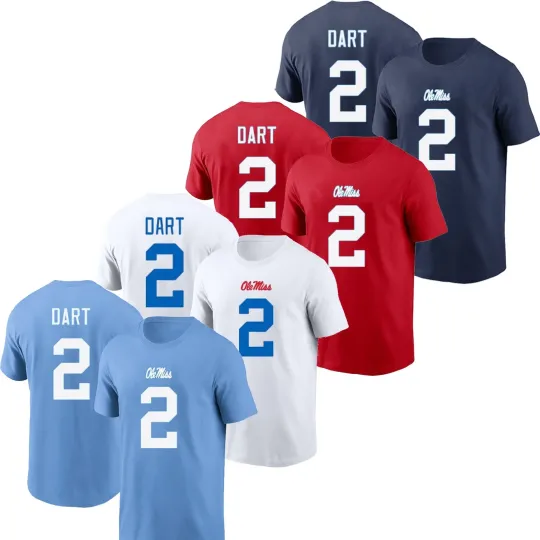 Jaxson Dart #2 Ole Miss Player Name & Number For Fans