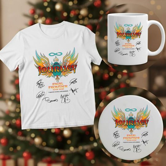 Discover Journey Band Final Frontier Tour 2026 Signature Unisex T-Shirt - Journey Band Ceramic Mug, Christmas Gift Family 2025