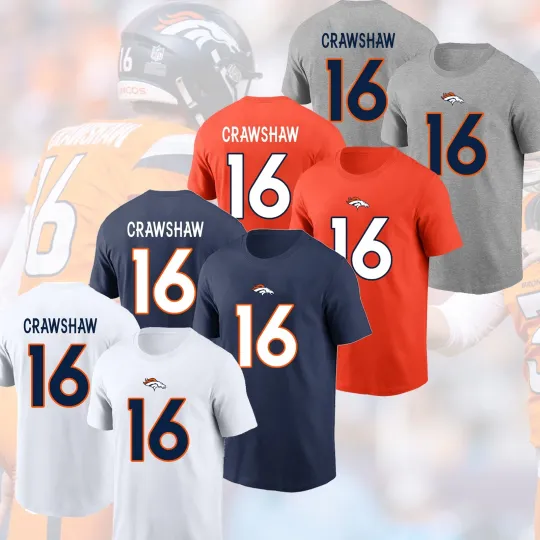 Discover HOT - Jeremy Crawshaw #16 Denver Broncos 2025 Player Name & Number Gift for Fans