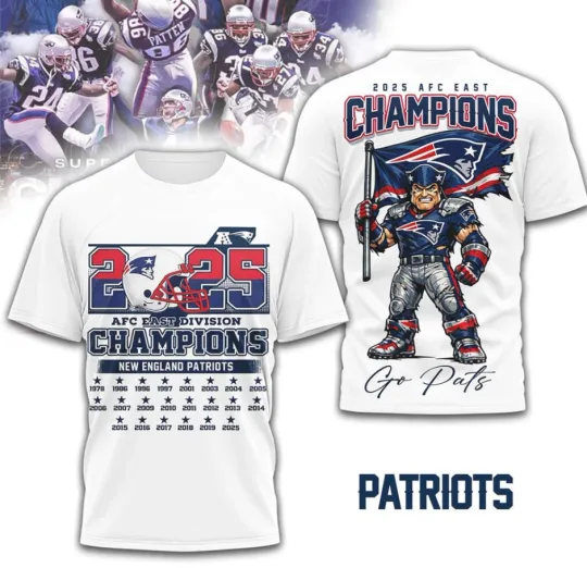 New England Patriots Official Sugar Bowl football  AFC East Champions Shirt