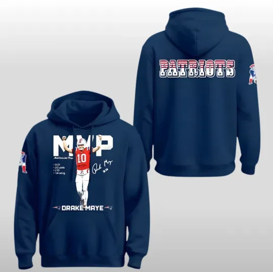 New England Patriots 2026 Drake Maye MVP 10 Straight Wins Hoodie