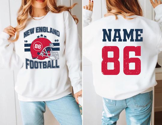 Discover New England Football Sweatshirt: Distressed 1960 Retro Varsity Sports Hoodie, Game Day Fan Apparel, S907