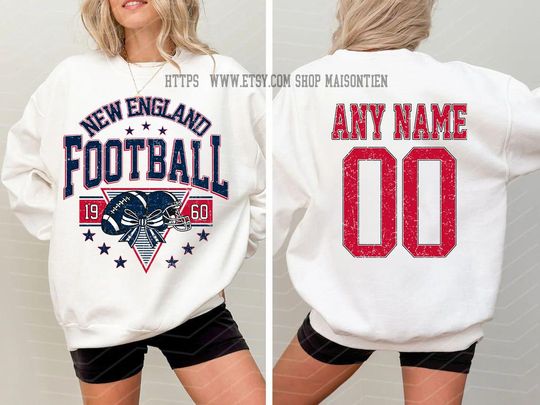 Discover Personalized New England Football Sweatshirt,New England football crewneck, New England football shirt, Custom Football Player, football Tee