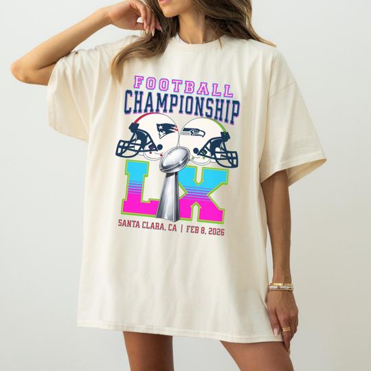 Discover Super Bowl LX Shirt, New England vs Seattle Championship Game Tee, Patriot and Seahawk Football Shirt, Super Bowl 2026 Tee