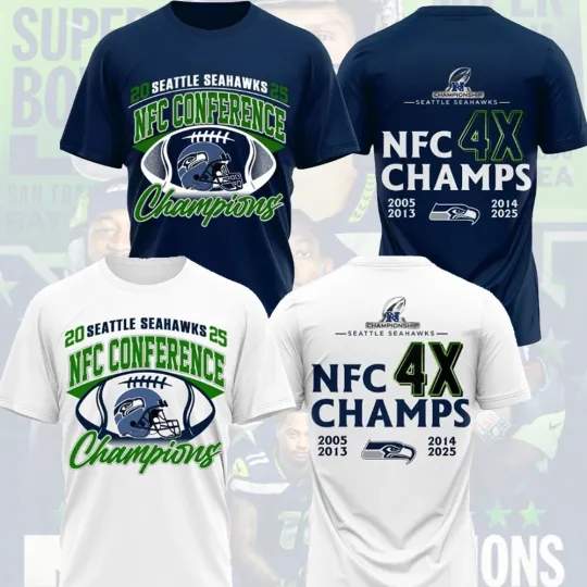 Discover Seattle Seahawks 2025 - 2026 4X NFC Conference Champions Both Side For Fan