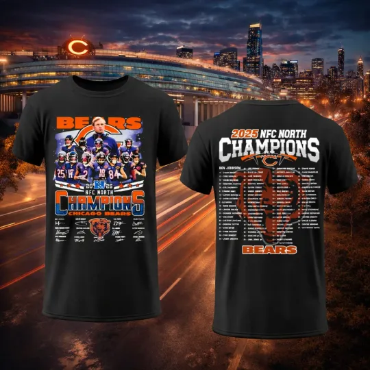 Chicago Bears 2025 NFC North Division Champions Signature T-Shirt