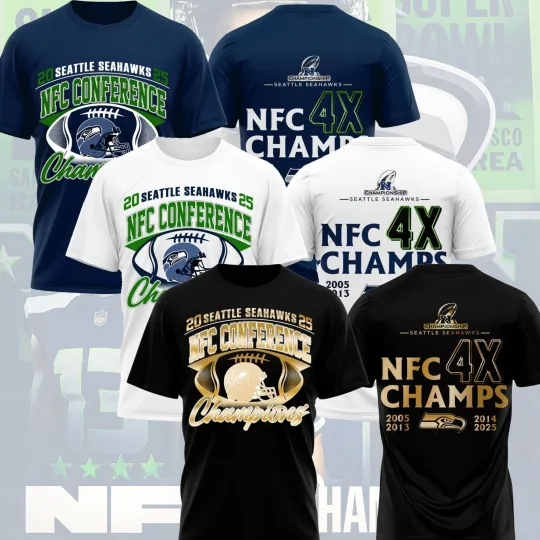 Seattle Seahawks NFC Conference Champions 4X 2026 Name & Number Gifts