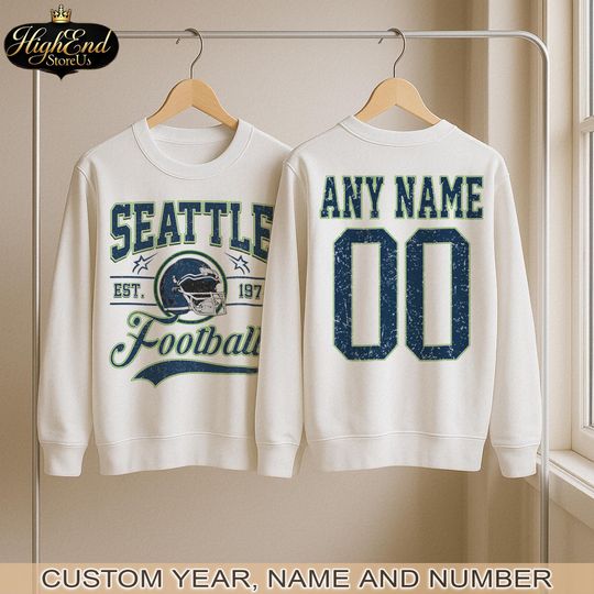 Discover Personalized Seattle Football Sweatshirt, Seattle Football tshirt, Seattle football Tee, Custom Football Shirt, Football Number Shirt