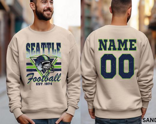 Discover Vintage Seattle Football Sweatshirt, Retro Varsity Distressed Hoodie, Game Day Fan Gift, S911
