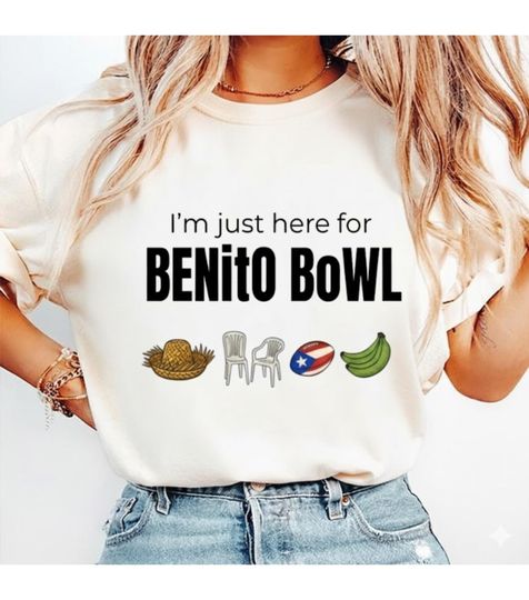 Discover Im Just Here for Benito Bowl Shirt, Funny Football Fan Tee, Game Day T-Shirt, Casual Sports Humor Gift